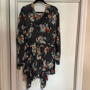 Johnny Was Floral Long Sleeve Hooded Tunic
